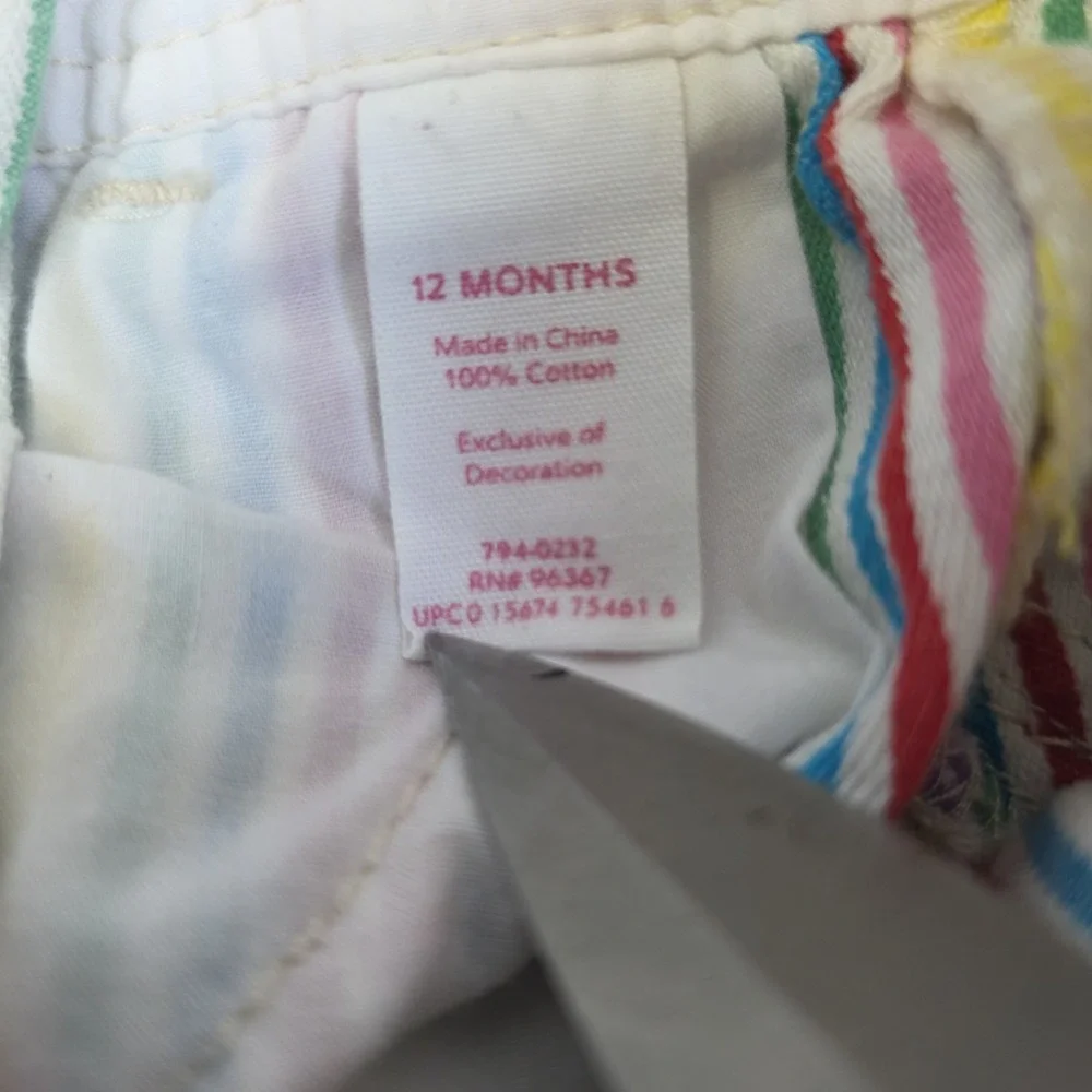 Y2K OshKosh B'gosh Girls 12 Months Stripe Vestbak Floral‎ Embroidered Overalls